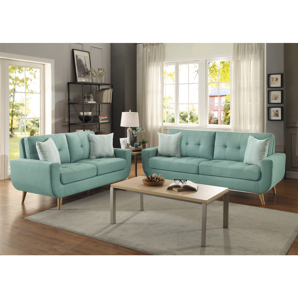 Teal couch outlet and loveseat