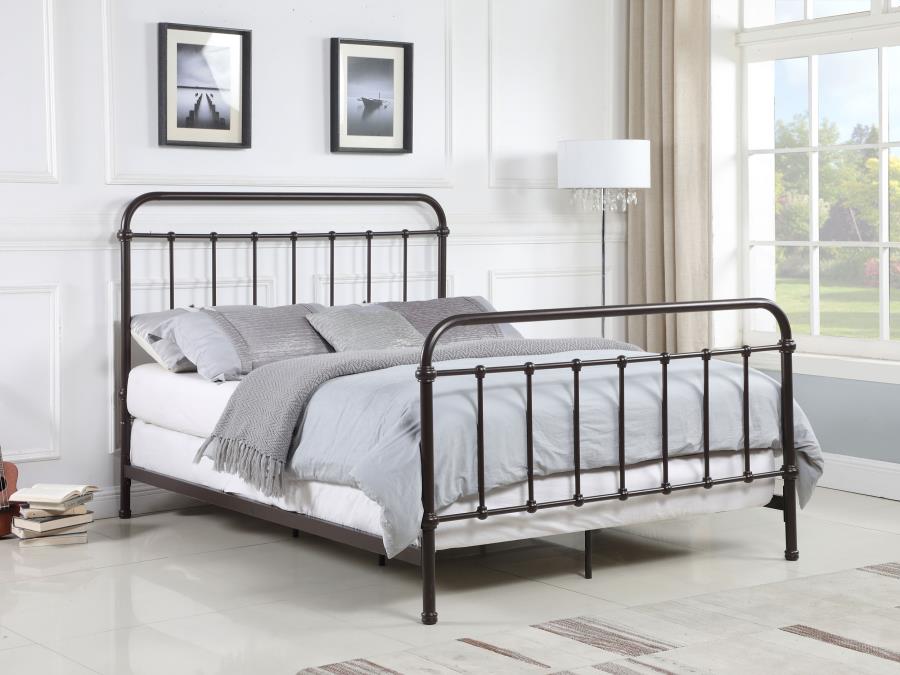 Livingston Full Panel Metal Bed Dark Bronze | DWF Wholesale Furniture